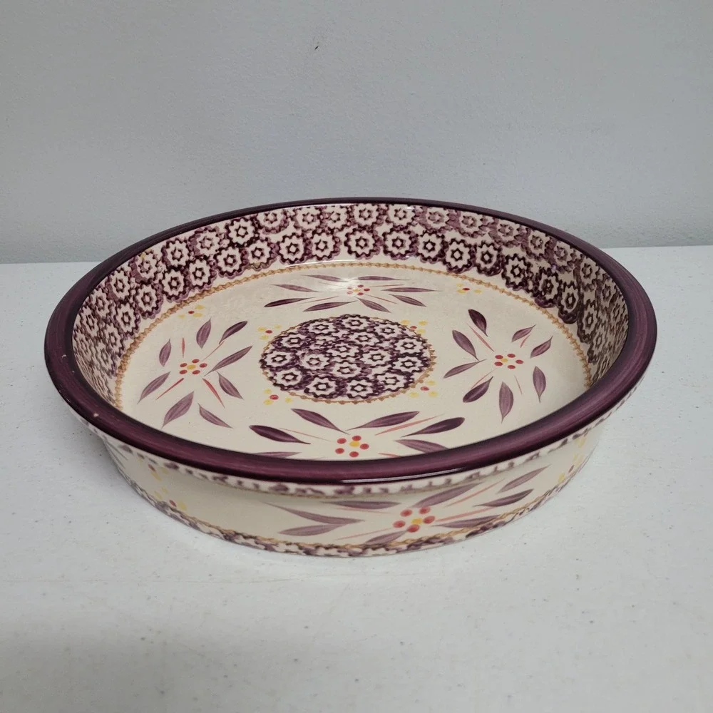 Temp-tations Old World Plum 9 Inch Round Baker with Lid Serving Dish Cottagecore